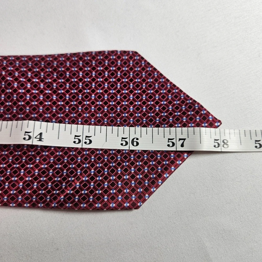 Perry Ellis Portfolio 100% Silk Tie‎ Geometric Red 3.5